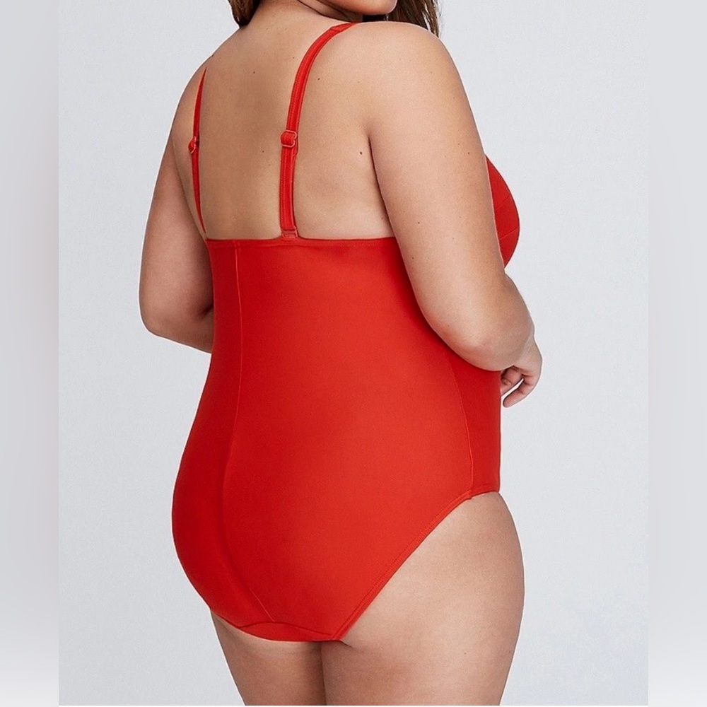 Swim by Cacique 3XL 22 One Piece Red “Swim & Tonic” Swimsuit Adjustable Straps - Picture 3 of 9